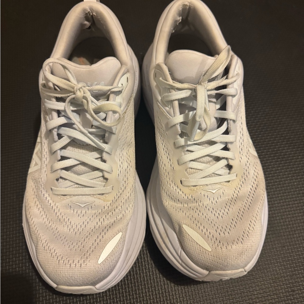 Hoka Bondi 8 White Running Shoes